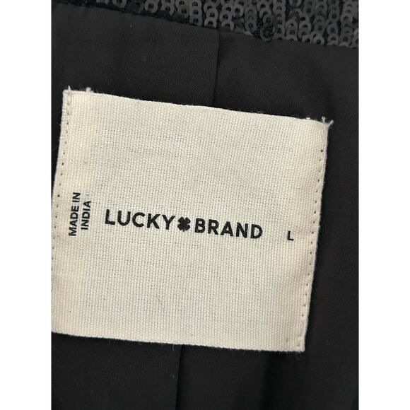 Lucky Brand Women's Black Sequin Lined Blazer Jacket L Large New $169 - Picture 10 of 11